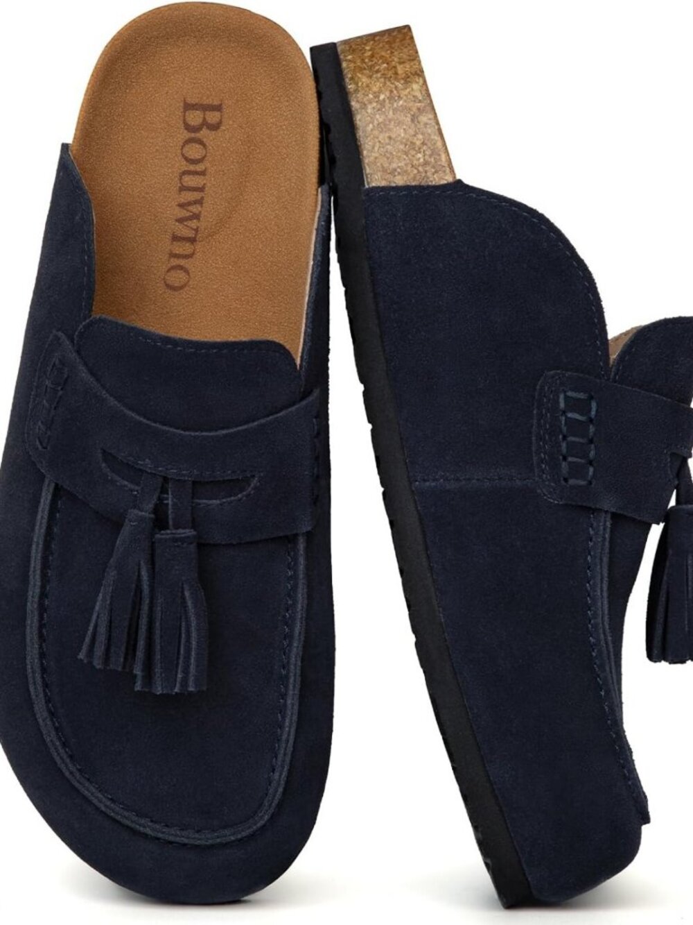 Comfortable Suede Clogs for Women | Slip-On Mules with Tassel Fringe & Arch